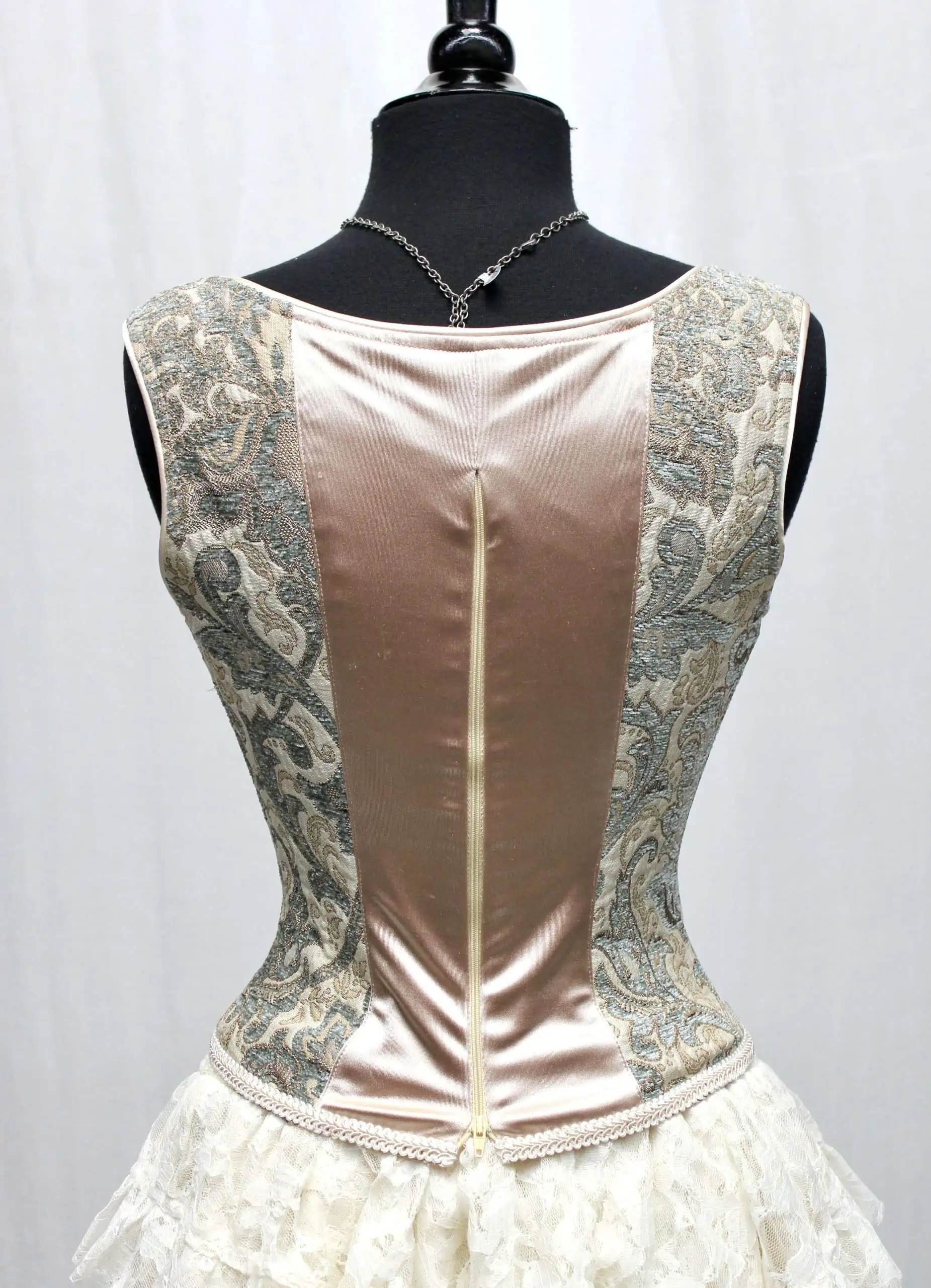 PIN BODICE - GREEN/IVORY TAPESTRY - Image 3