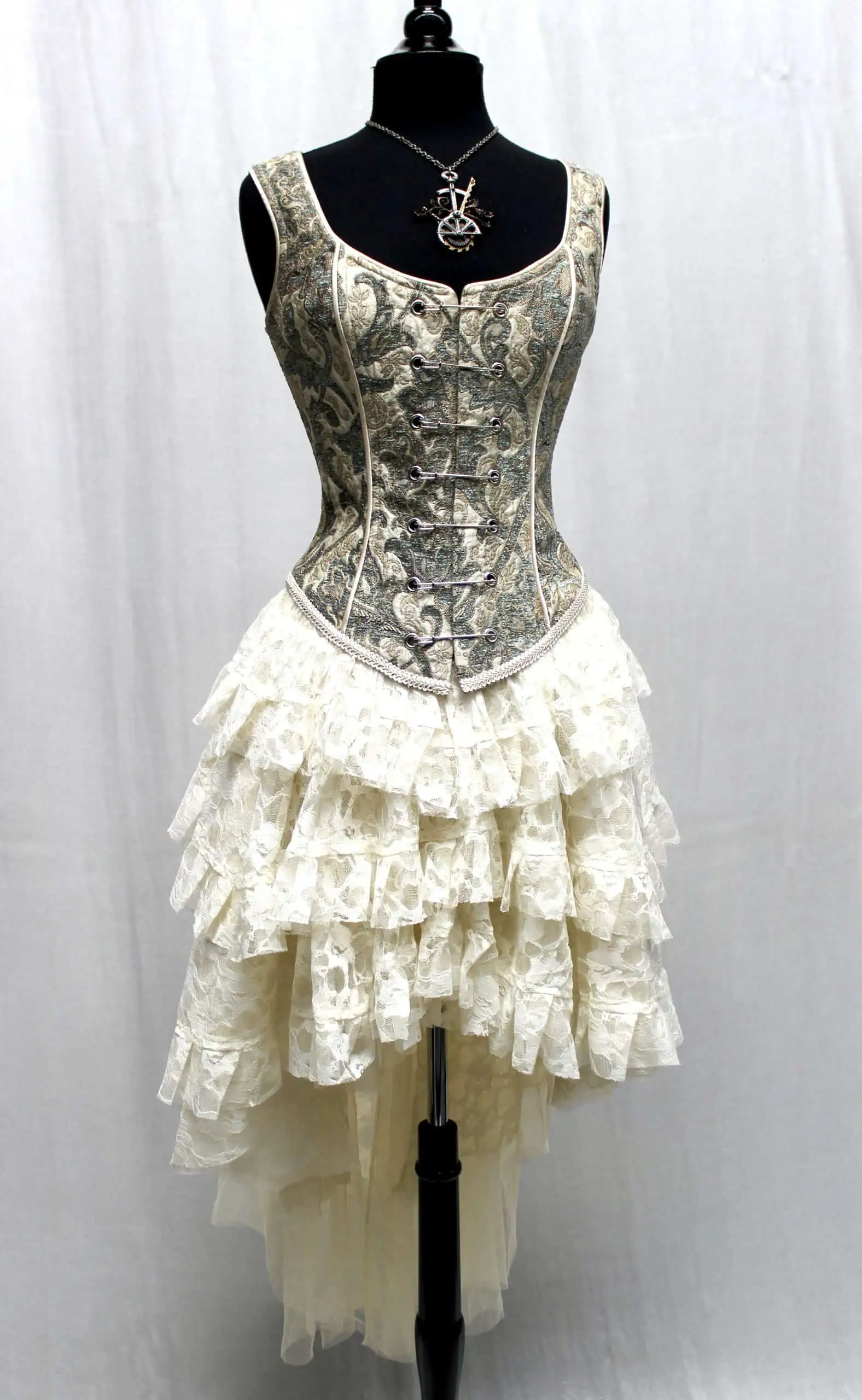 PIN BODICE - GREEN/IVORY TAPESTRY - Image 4