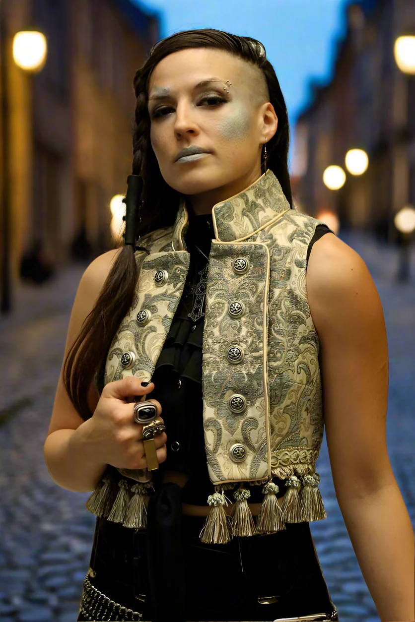 TOREADOR VEST - GREEN/IVORY TAPESTRY - Image 4