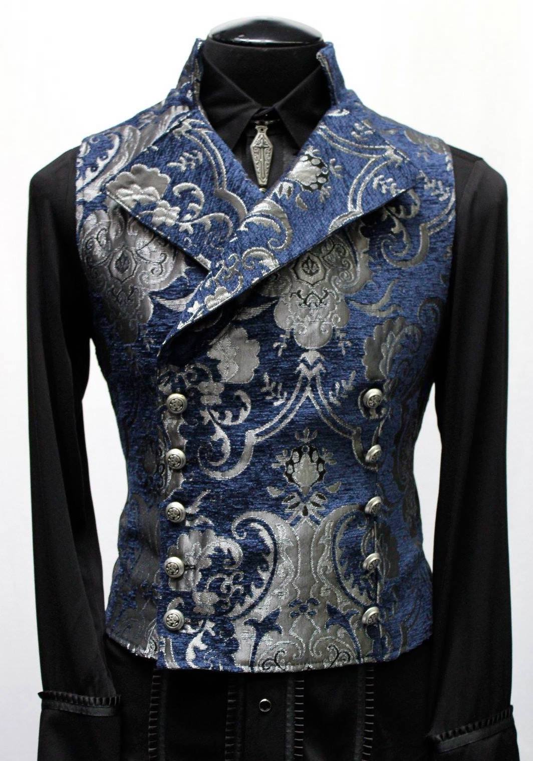 CAVALIER VEST - SILVER/BLUE TAPESTRY - Image 2