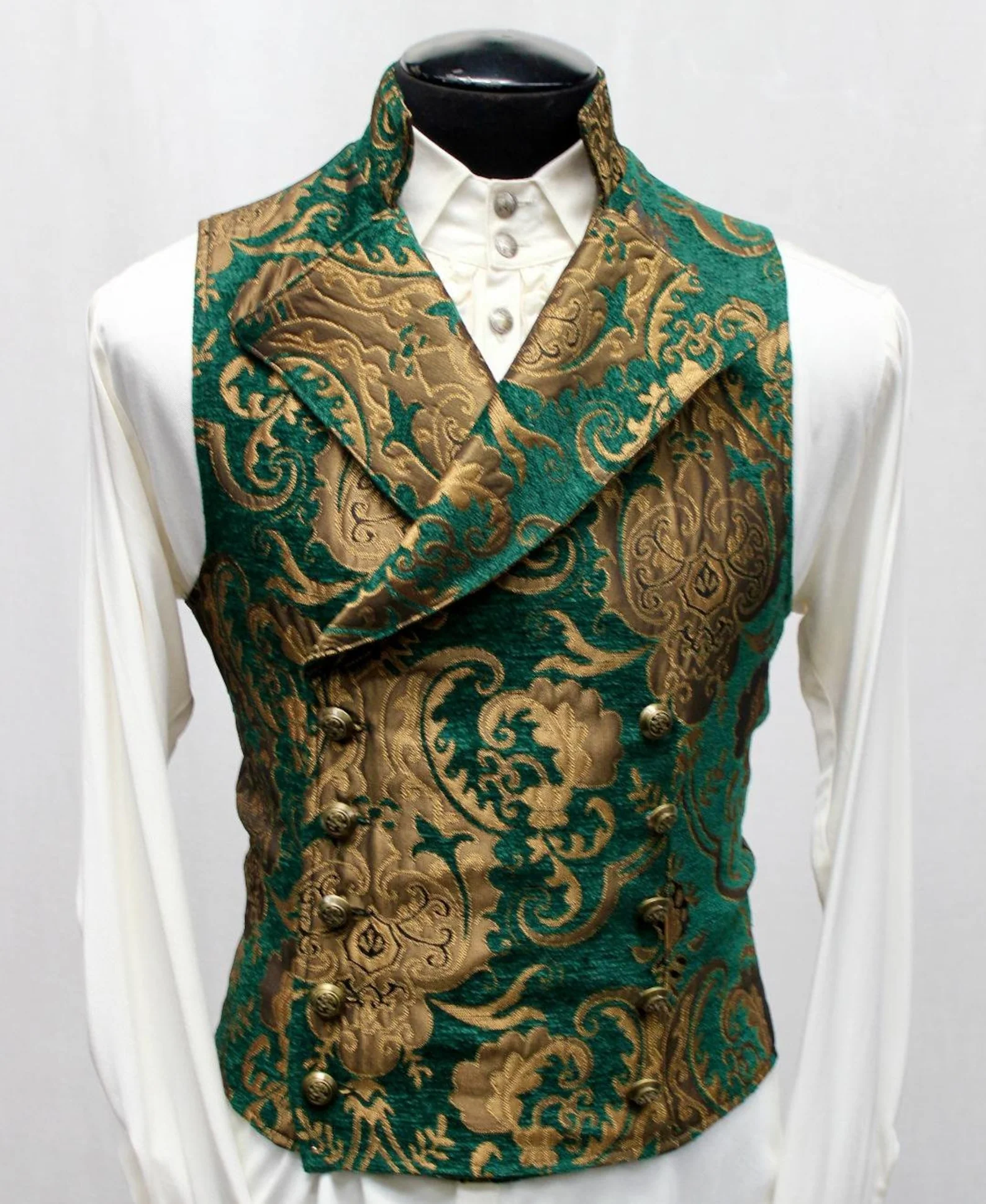 CAVALIER VEST - GREEN/GOLD TAPESTRY . - Image 2
