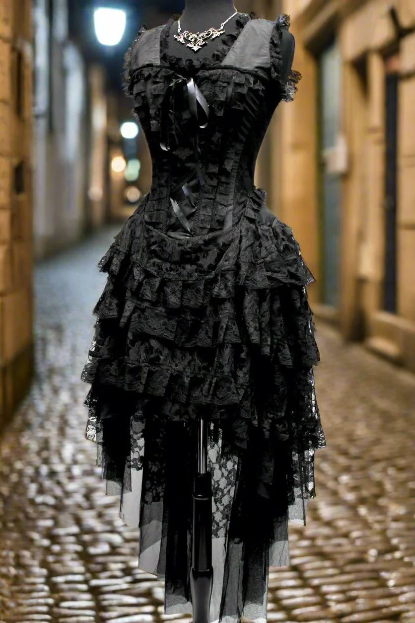 PARIS CABARET DRESS - BLACK TAFFETA - Image 2