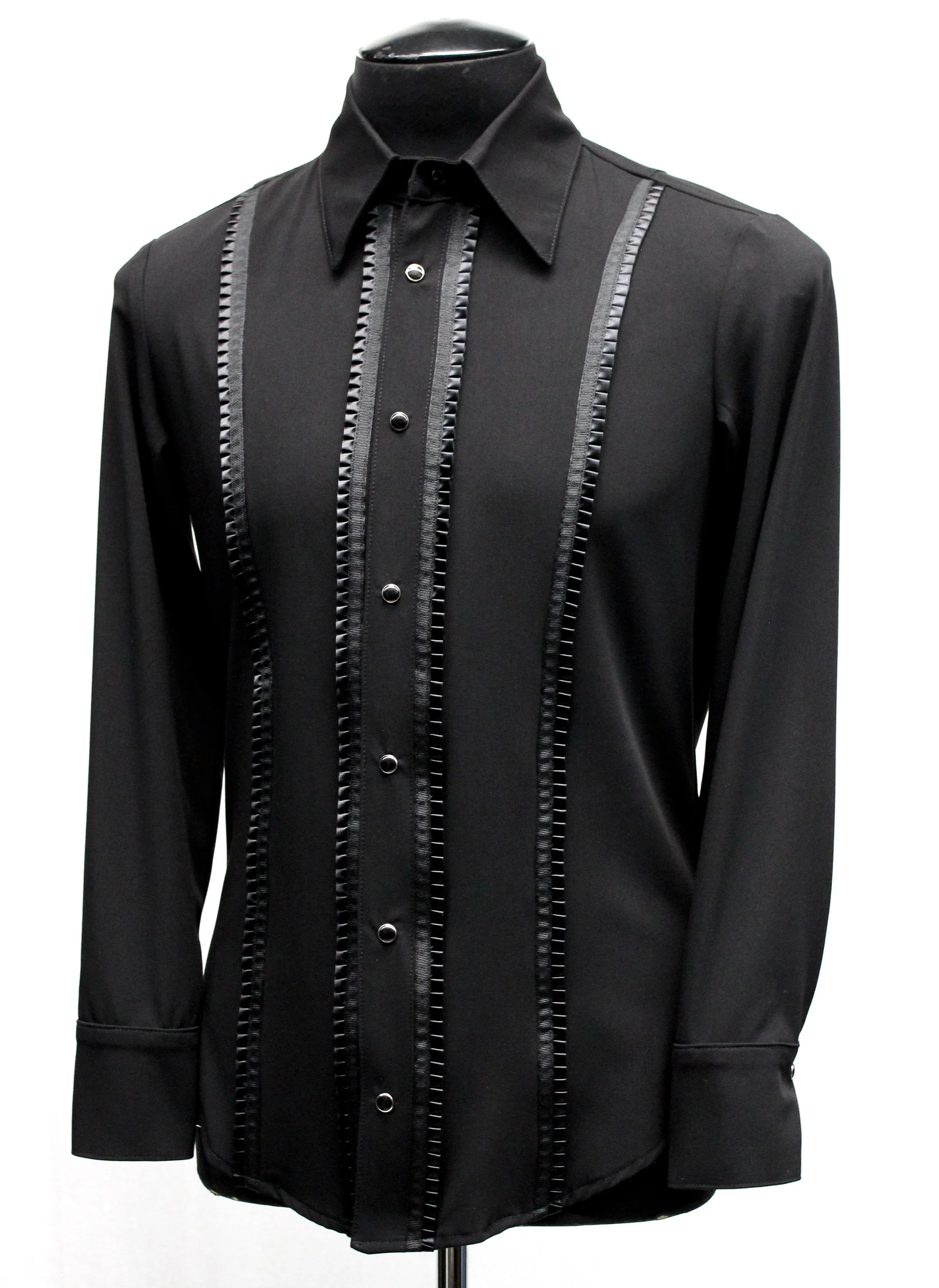 TUX SHIRT - BLACK w/ BLACK TRIM - Image 3
