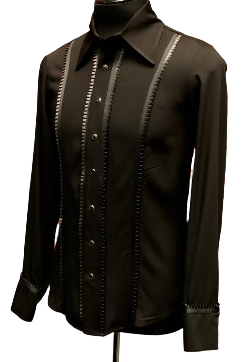 TUX SHIRT - BLACK w/ BLACK TRIM - Image 8