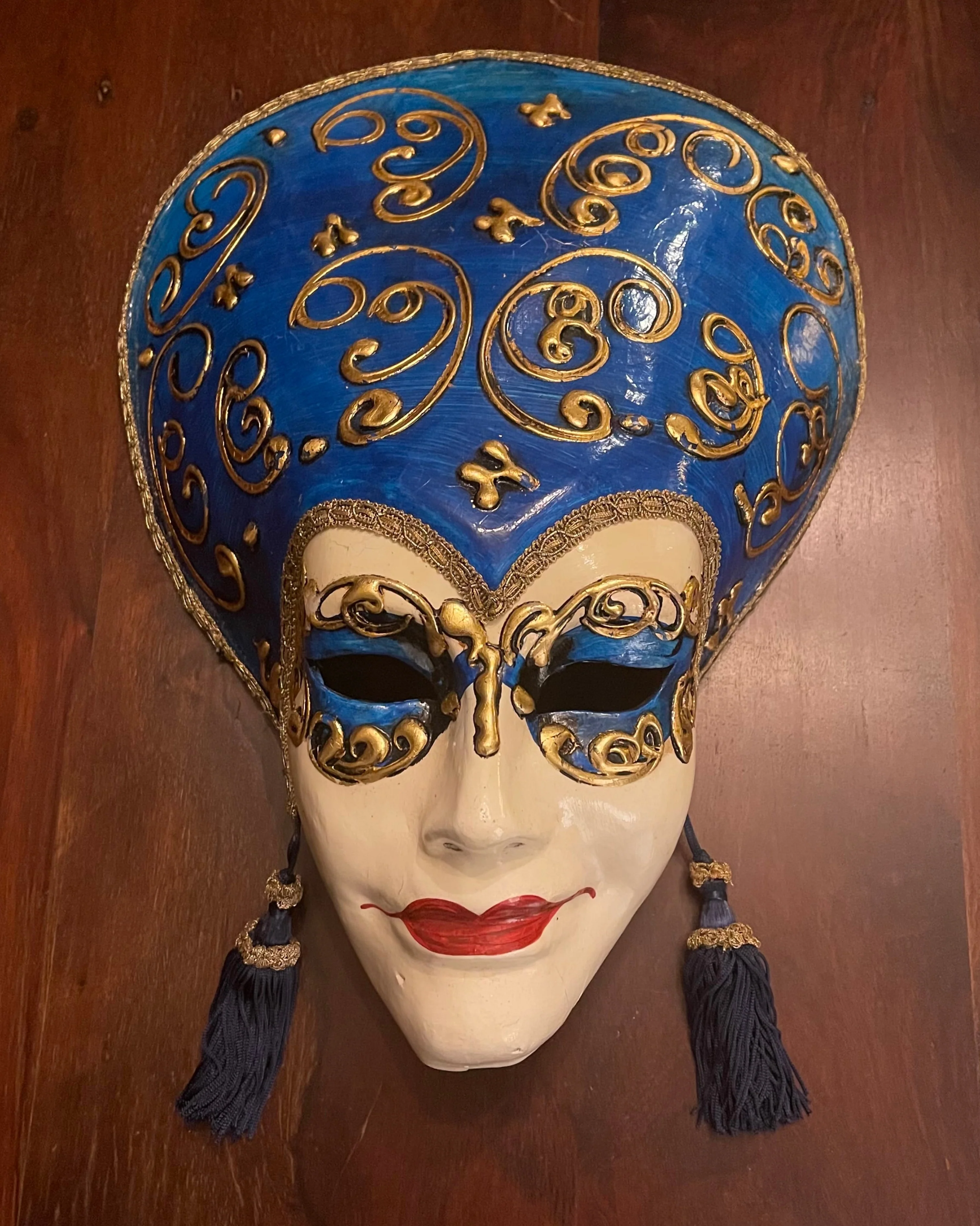 VENETIAN MASK - GLAMOUR - DARK BLUE EARRINGS